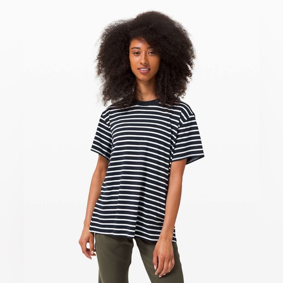 lululemon athletica Tops - Lululemon All Yours Boyfriend Tee
Yachtie Stripe True Navy White